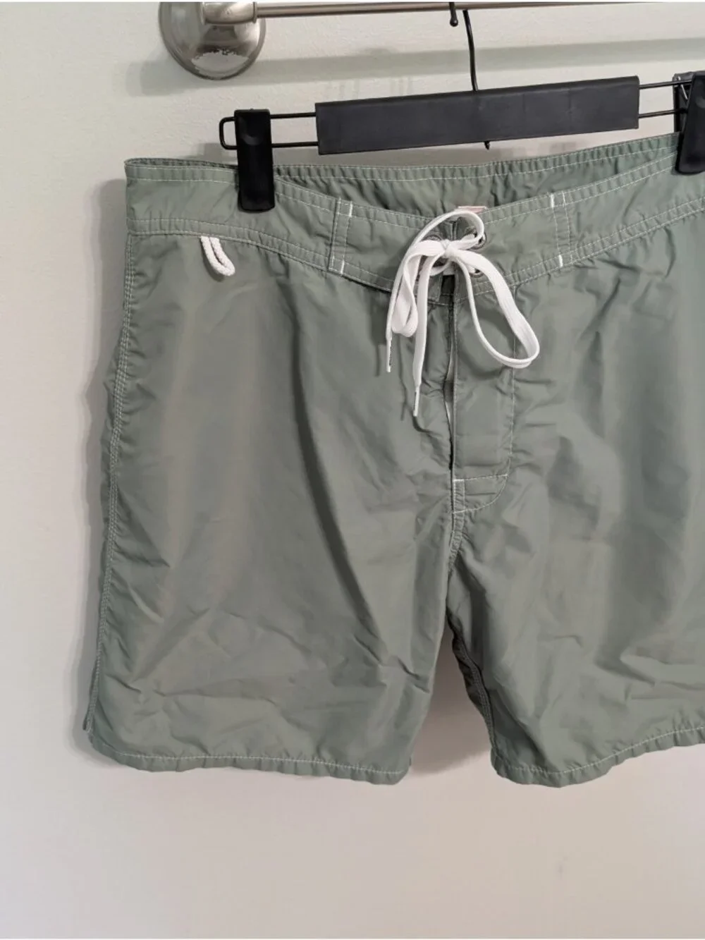 Vintage Sundek Board Shorts Mens 33 Green Rainbow Stripe Swim Trunks